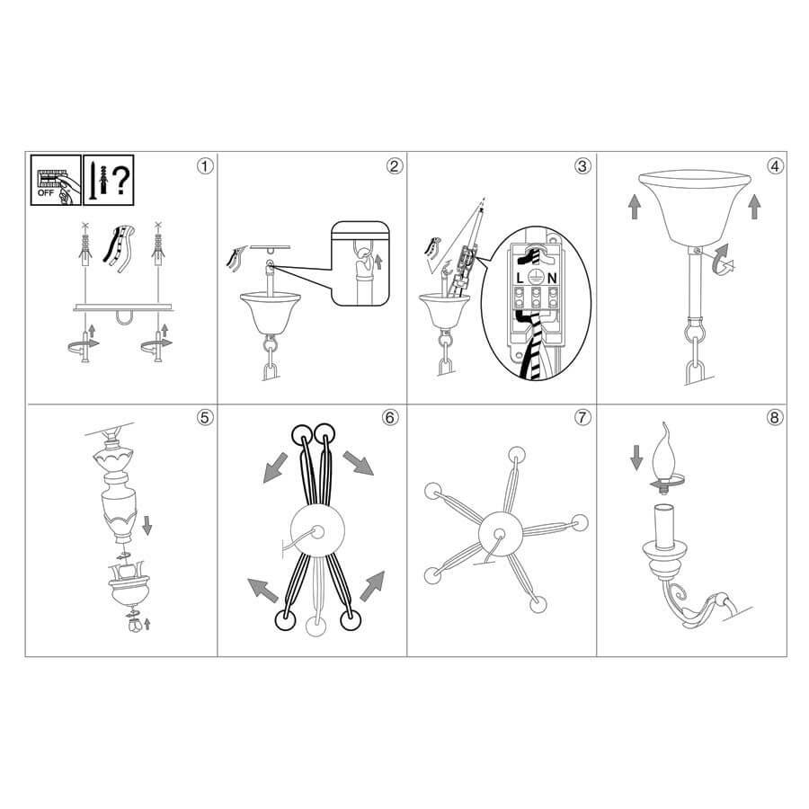 Схема за свързване и монтаж на полилей от серия DORA SP5 - 020822