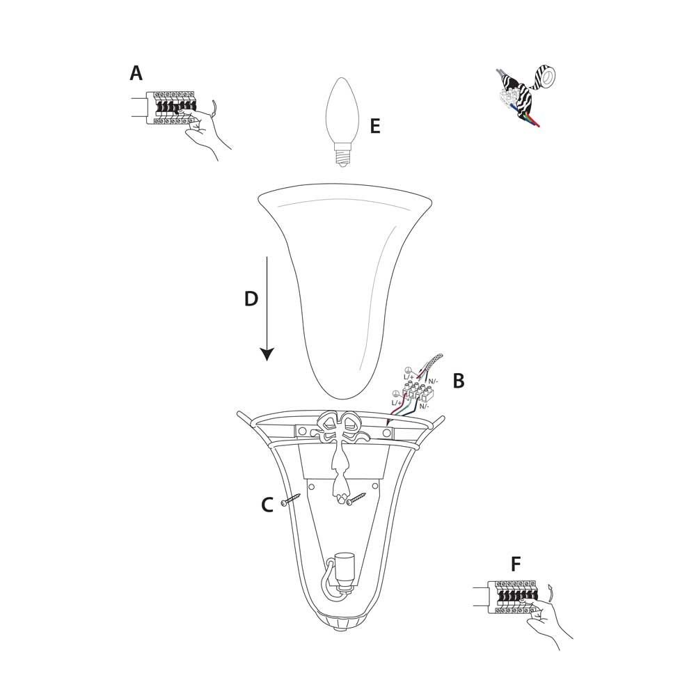 Схема за монтаж на стенен аплик серия WALL LIGHTS - 30002