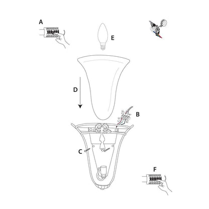 Схема за монтаж на стенен аплик серия WALL LIGHTS - 30002
