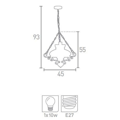 Технически размери ретро пендел серия OIL LANTERN - 576RU