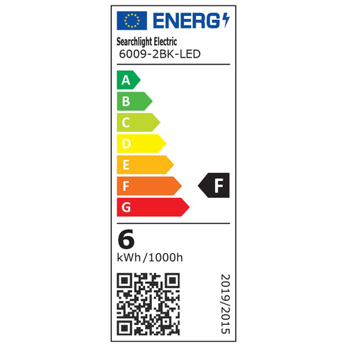 Енергиен етикет фасаден LED аплик серия METRO - 6009-2BK-LED