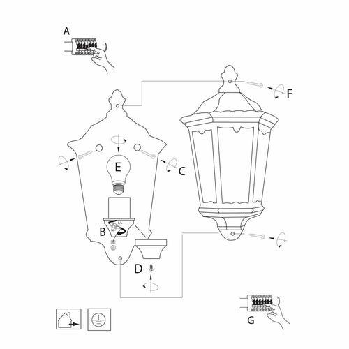 Градински аплик - Градинско осветление IP44 - ALEX - 82505BK