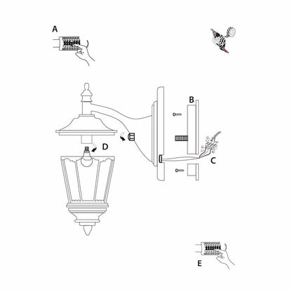 Градински аплик - Градинско осветление IP44 - BEL AIRE - 82531BK