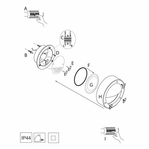 Схема за монтаж на фасаден LED аплик серия LED OUTDOOR LIGHTING - 8744BK