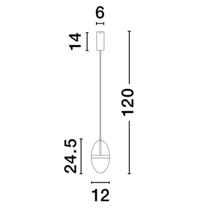Графика с размерите на LED пендел от колекция EGNA - 9009279