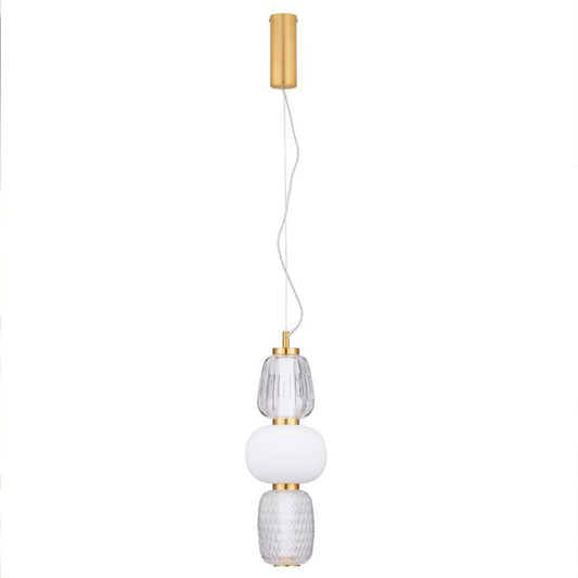 LED полилей с ефектни абажури от бяло и прозрачно стъкло, подходящ за висящо осветление в хол, спалня, кухня и коридор - MOVIL - 9030537
