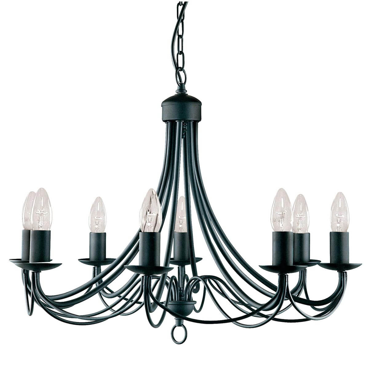 Полилей в класически стил, подходящ като висяща лампа за хол, спалня или над маса в трапезария - MAYPOLE - 6348-8BK