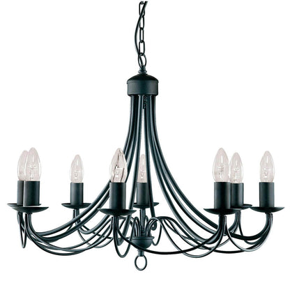 Полилей в класически стил, подходящ като висяща лампа за хол, спалня или над маса в трапезария - MAYPOLE - 6348-8BK