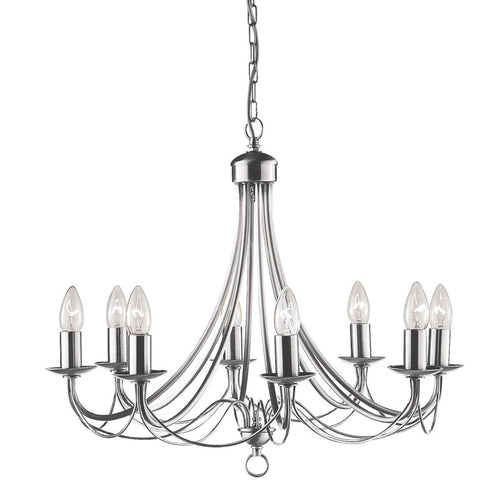 Класически полилей в цвят сатиниран никел, подходяю за висящо от таван осветление в хол, спалня или над маса в трапезария и заведение - MAYPOLE - 6348-8SS