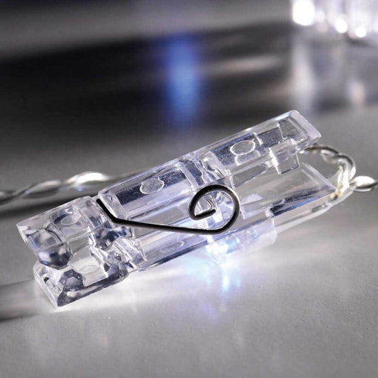 LED стринг щипка студено бяла светлина 3V с таймер - FCLIP10W2AT