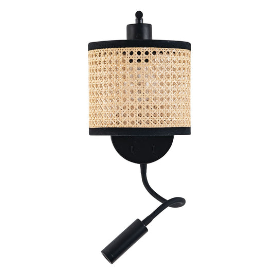 Стенен аплик с абажур от ратан и LED рамо - ZAMBELIS - 20355