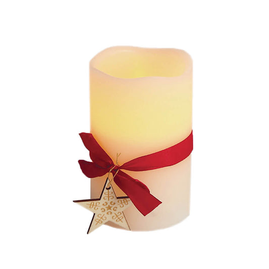 Коледна LED фигура - WHITE CANDLE WITH STAR - X071111700450